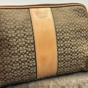 Coach Signature Canvas / Leather Toiletry/Clutch Bag